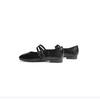 Red Dragonfly Mary Jane Shoes Women's French Square Toe Commuter Flats Leather Shoes