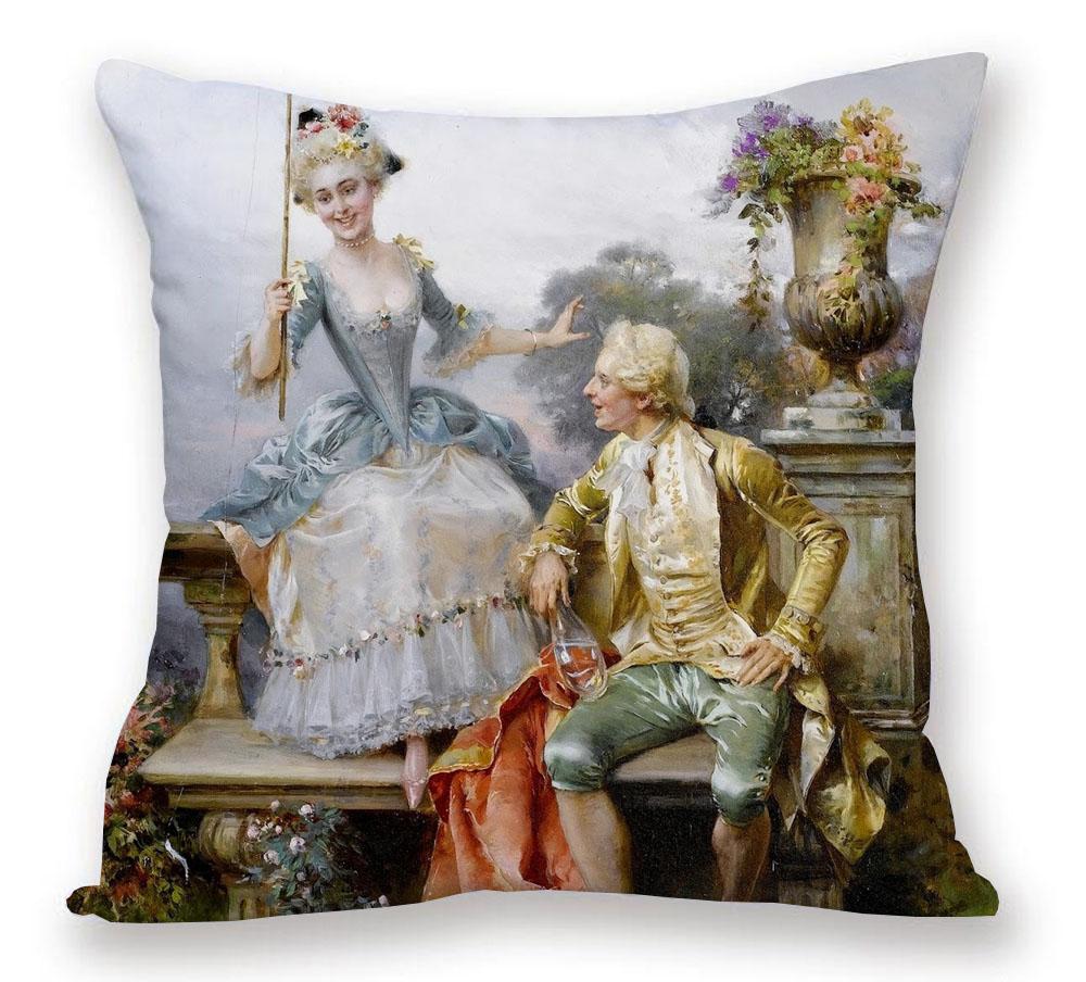 European Royal Woman Beauty Portrait Painting Cushion Covers Decorative Pillow Case For Sofa 45X45cm