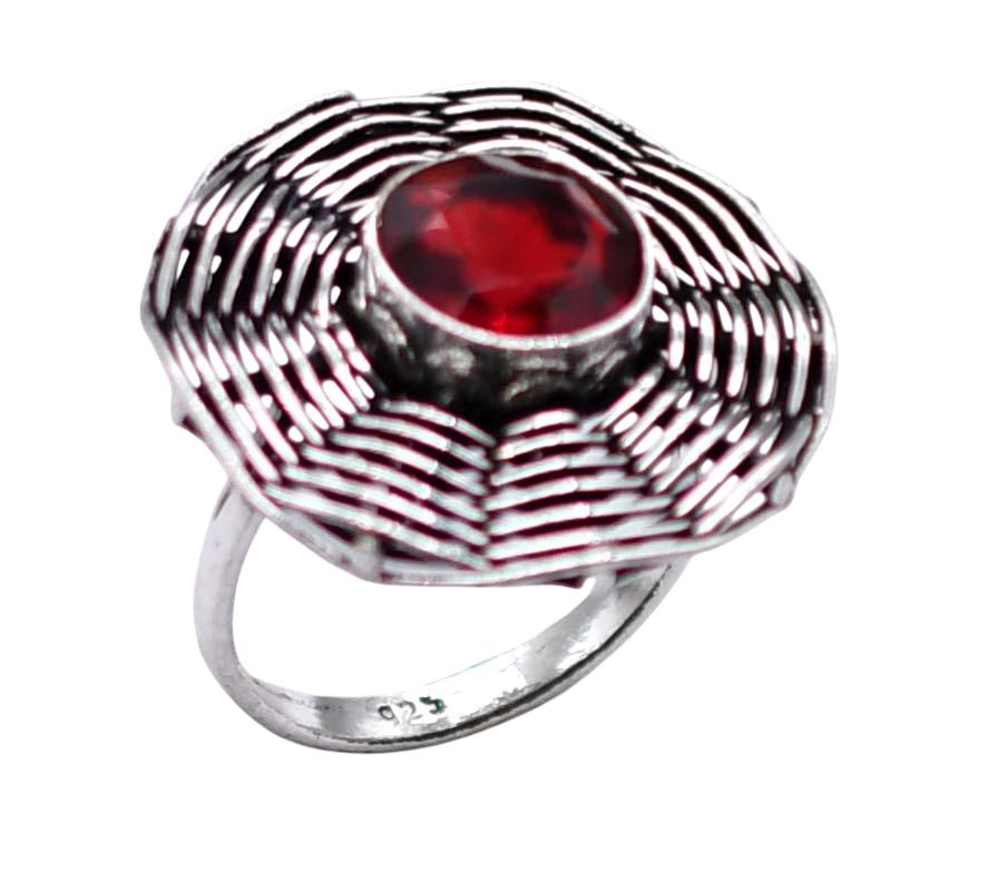 Red Garnet Gemstone Ethnic Handmade Antique Design Ring US Size-8.75 Z 55