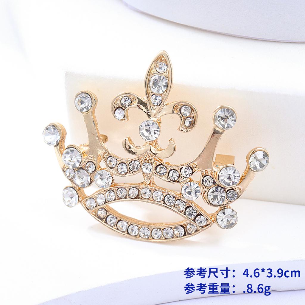 Vintage Fashion Brooch Niche High-End Sense Rhinestone Personalized Alloy Crown Corsage Bow Pin Accessories