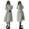Padded Jacket New Winter Gentle Wind Plaid Coat Feeling Medium and Long Cotton-padded Clothing Women's Fashion