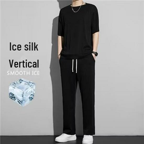 Harajuku Trend Short-Sleeve T-Shirt and Trousers Set for Men