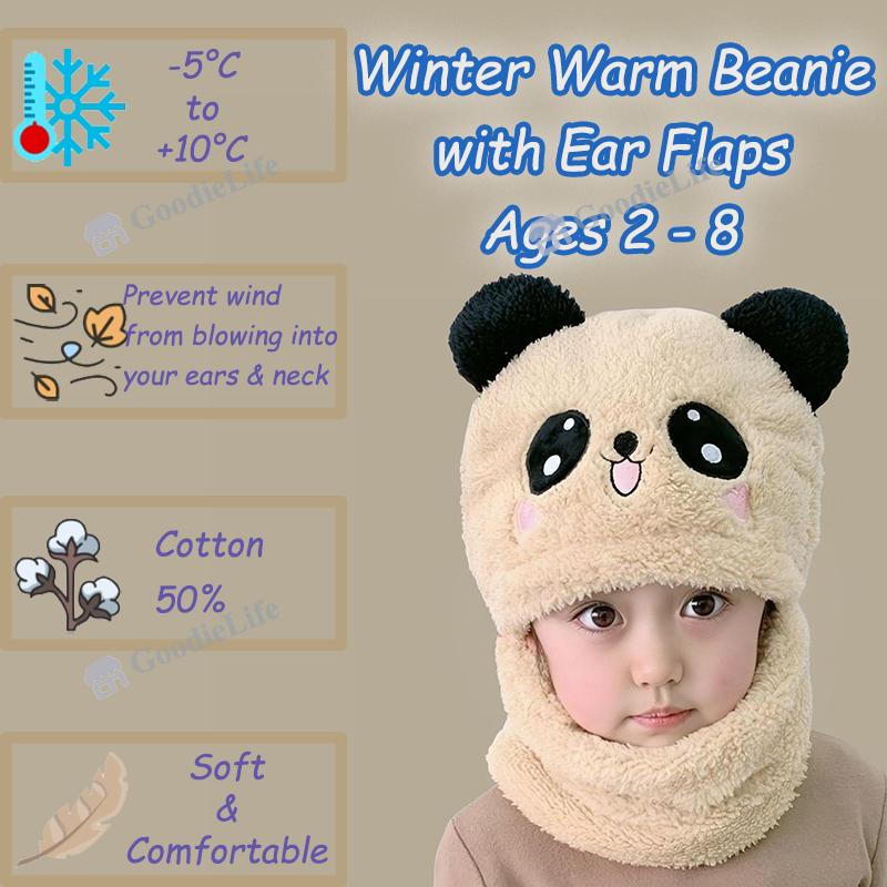 Baby Winter Hat Knitted Beanie with Ear Flaps Warm Windproof Stocking Cap for Newborn Infant Boys & Girls Korean Style Cute Kids Cap