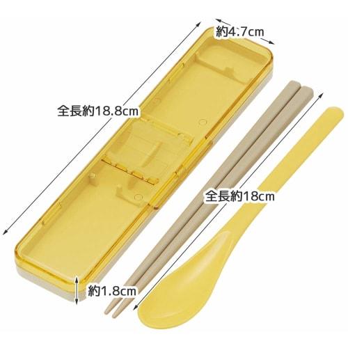Skater Combi Set Chopsticks Spoon Set Silver Ion Ag+ Antibacterial Retro French Yellow Made In Japan 18cm CCS3SAAG