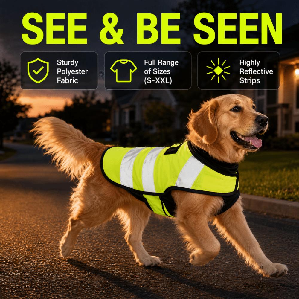 Bright Orange Puppy Visibility Jacket Adjustable Pet Fluorescent Clothes  for Walking Night