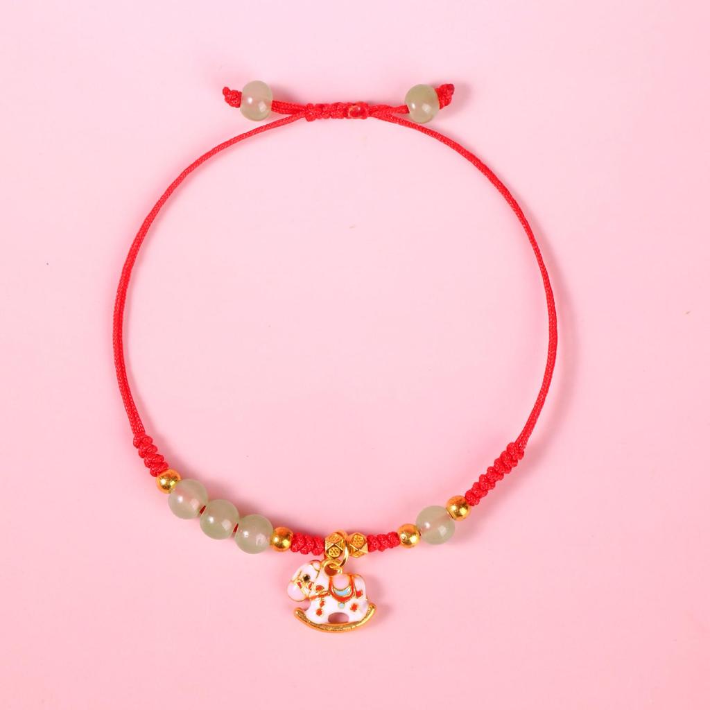 2026 Year of the Horse Zodiac Bracelet: Handmade Red String Ethnic Style Jewelry, Perfect for New Year or Small Gifts.