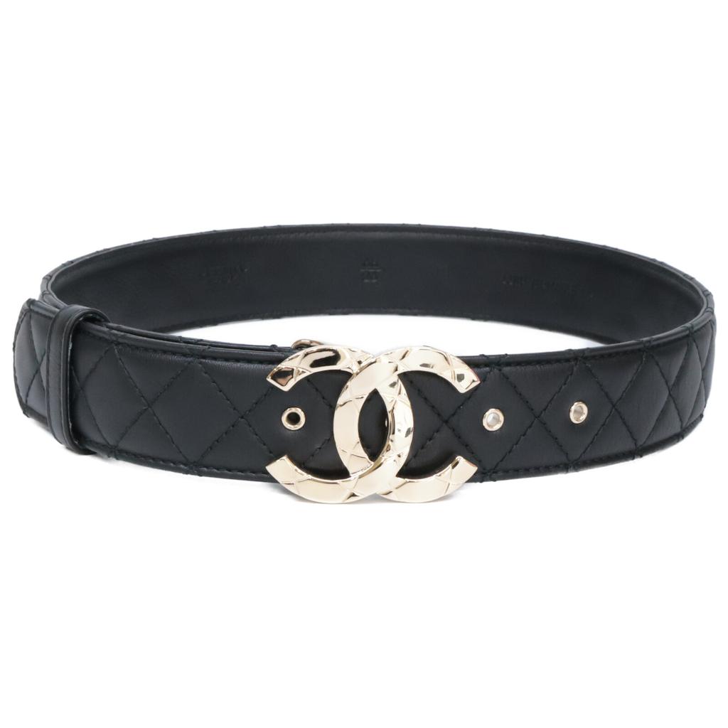 Chanel B25 P CC Logos Lammleder Matelasse Gürtel 65/26 Schwarz/GDHardwareGebraucht