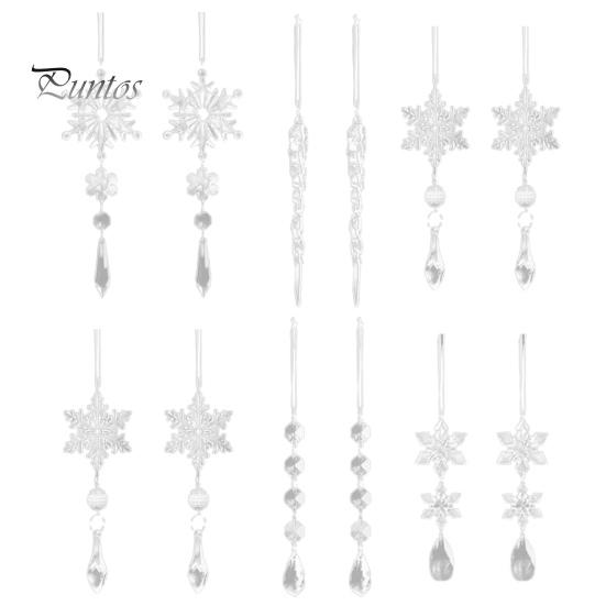

12 шт., рождественские украшения в виде сосульки, снежинки, прозрачный акрил, крытый и открытый, праздничный, праздничный, рождественская елка, подвесной орнамент, гирлянда, товары для вечеринок чистый
