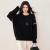The New Autumn and Winter Color-blocking Round-neck Sweater Is A Simple and Versatile Korean-style, Loose and Laid-back Knitted Sweater