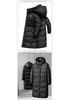 Men's Trendy Hooded Mid-Length White Duck Down Jacket - Warm Winter Outerwear for Couples.