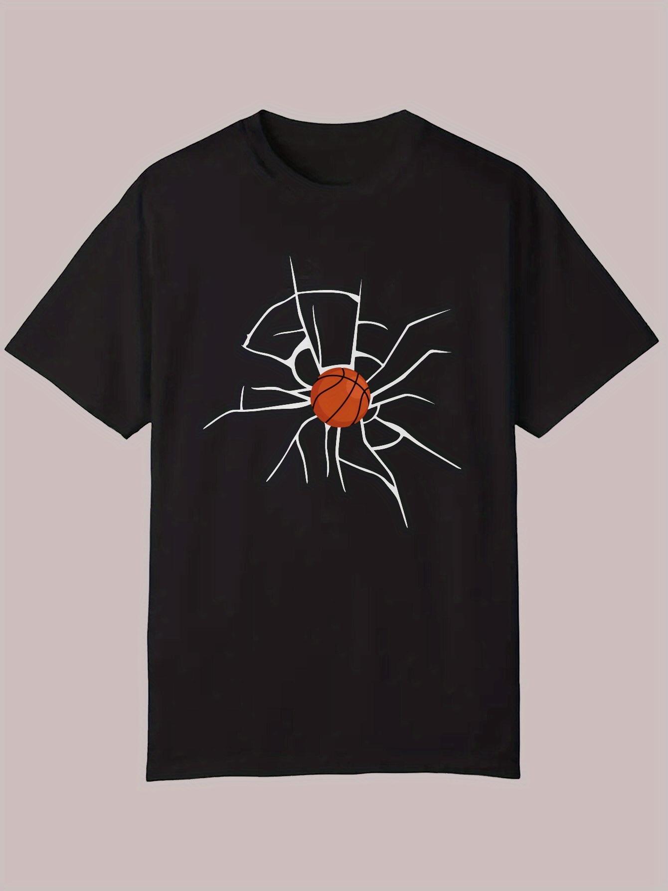 Casual Summer T-shirt with Artistic Basketball Graphic L