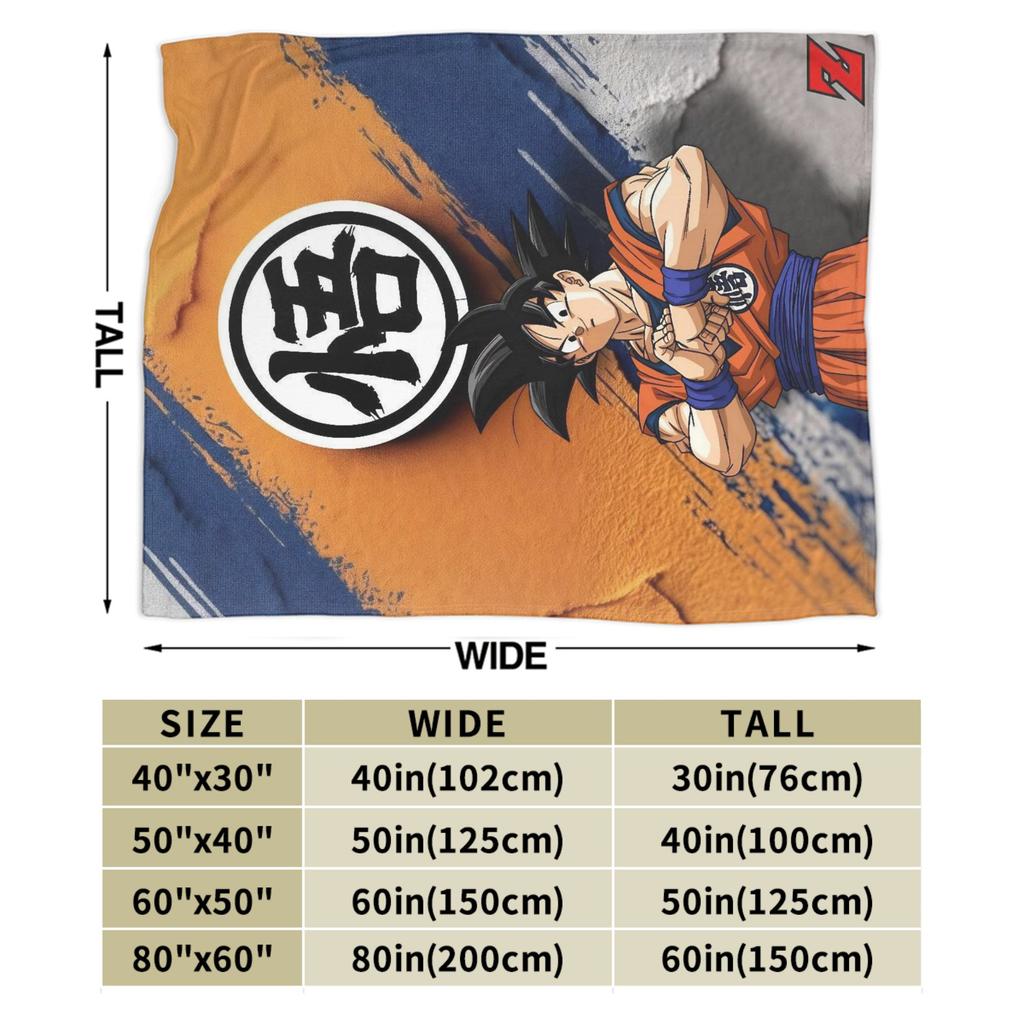 DBZ Kanji Fleece Throw Blanket Son Goku Blanket for Bedding Car Ultra-Soft Plush Thin Quilt,