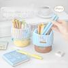 Planwith Friends Project, Coffee Vertical Flip Pencil Holder Pencil Bag, Large Capacity Standing Pencil Bag Fold Pencil Holder Stationery Bag