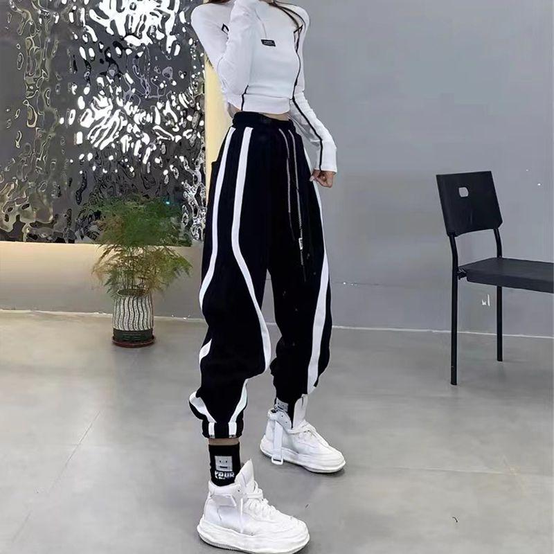 

Популярные онлайн черные весенне-осенние новые повседневные брюки гаремы с высокой талией Black L