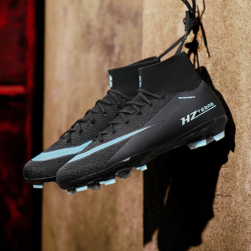 Men's High Top Soccer Shoes FG Long Spikes Adult Football Shoes Lightweight Professional Athletic Training