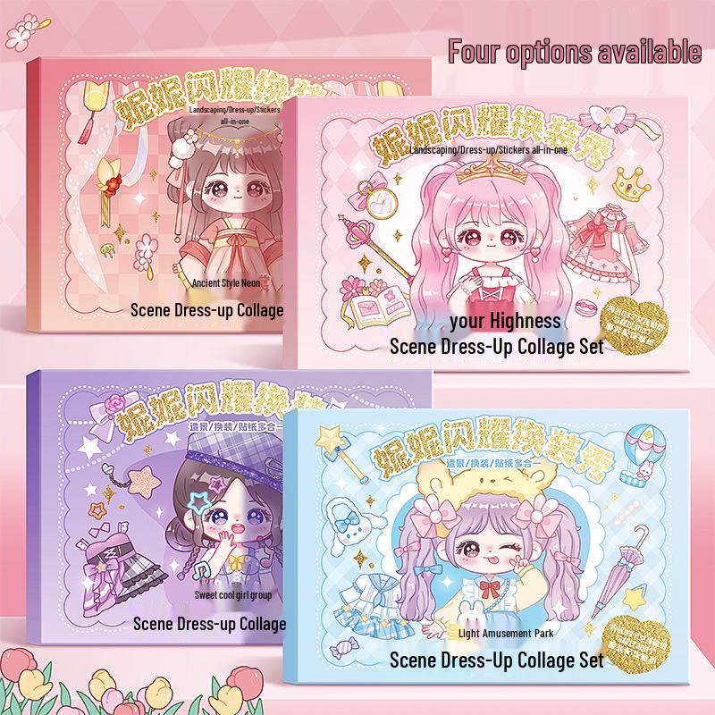 Nini Princess Dress-Up Sticker Set: Sparkling Dress-Up Show & Greeting Card Gift for Girls