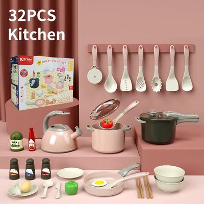 Kids Play Kitchen Set Pretend Play Cooking Toys Set Kitchen Toy Playset For Toddlers Pots And Pans Role Playing Toys Gift
