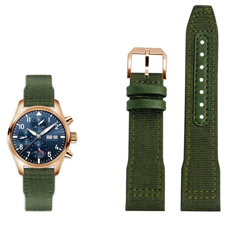 Klasyczny 20/21/22mm Wysokiej jakości nylonowy pasek do zegarka ze skóry cielęcej Pasuje do IWC Pilot SPITFIRE MARK18 Portofino TOP GUN IW389101 Pasek do zegarka