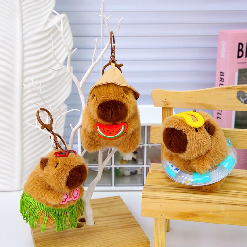 Summer Capybara Plush Keychain With Soft Short Plush For Kids And Collectors