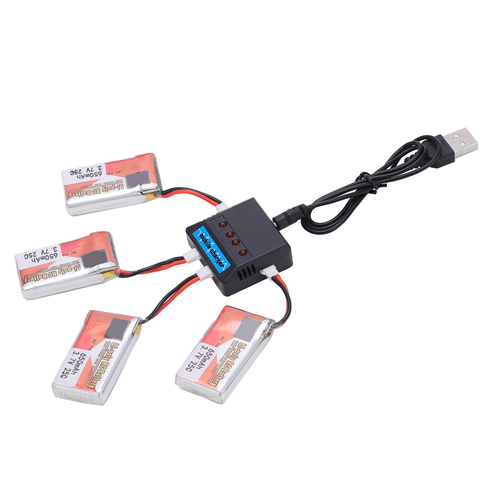 

650mAh 3.7V 1 for 4 Batteries Pack for Remote Control Drone Airplane Helicopter Car