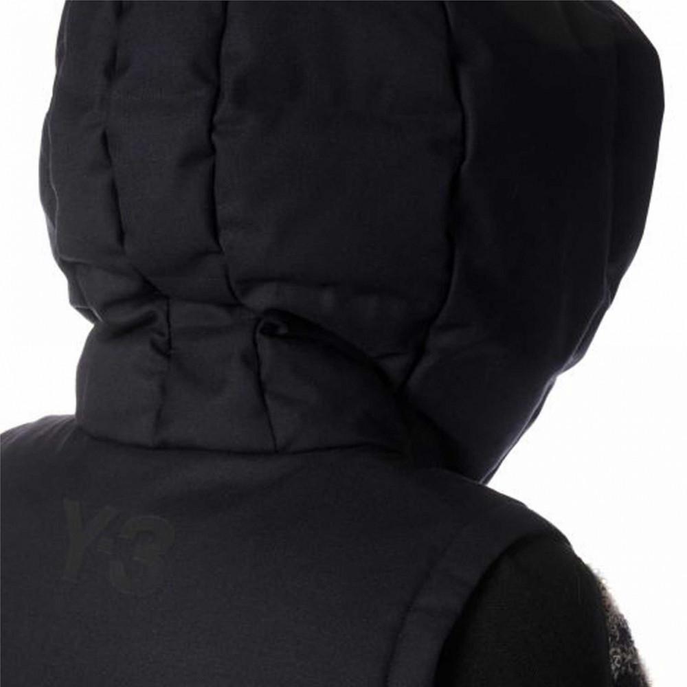 Y-3 FW22 Solid Color Quilted Hooded Sleeveless Vest Women Vests Black HN4316