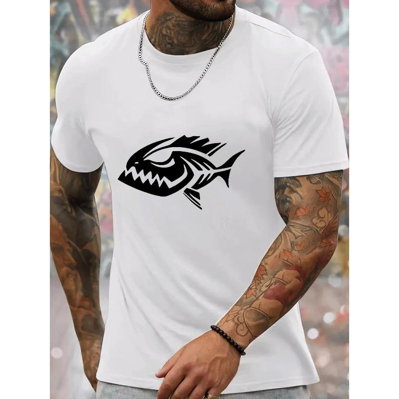 European Sizes Cartoon Print Men's Casual Summer T-Shirt - Comfortable Crew Neck, Short Sleeve Tees Tops for Men