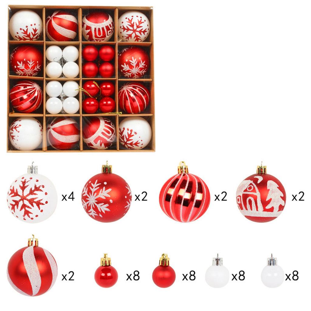 44pcs Christmas Decoration Balls Christmas Tree Hanging Balls Snowflake Balls