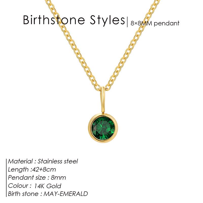 European & American Luxury Colorful Rhinestone Pendant Necklace - December Birthstone Stainless Steel Jewelry