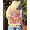 STREETRICH Women's Y2K Floral Letter Embroidered Hooded Pullover Cozy Stylish Long Sleeve Loose Sweatshirts with Kangaroo Pocket