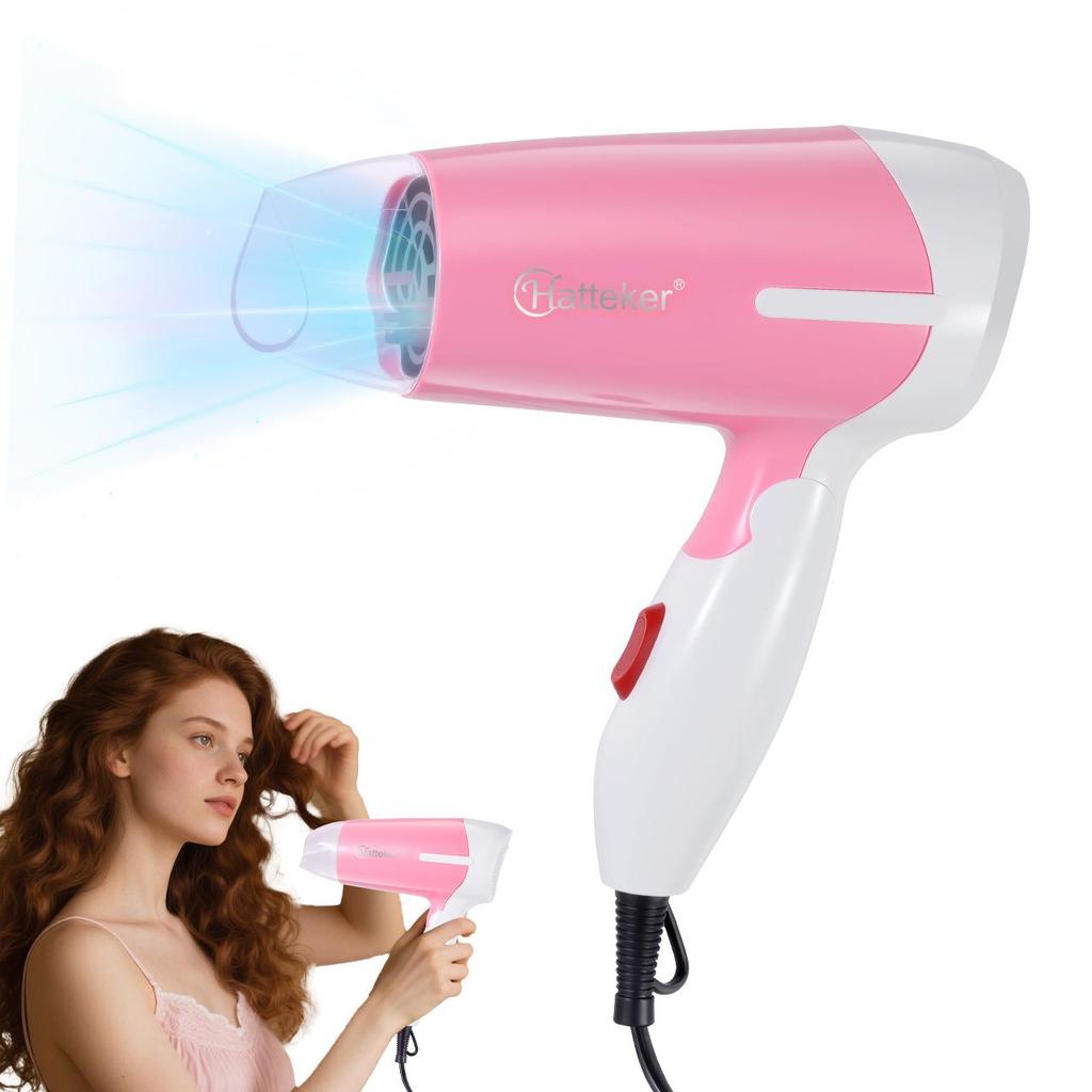 Hatteker Portable Hair Dryer Electric Home Use Hair Dryer Foldable Small Tube for Quick Drying