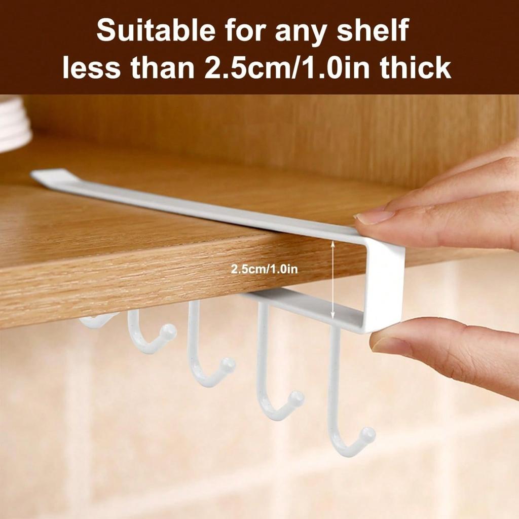 1pc Aluminum Wall Mounted Mug Rack No Screw Kitchen Cabinet Organizer For Coffee Cups Teacups Underwear Ties Scarf Hanger Durable Iron Hanging Rack