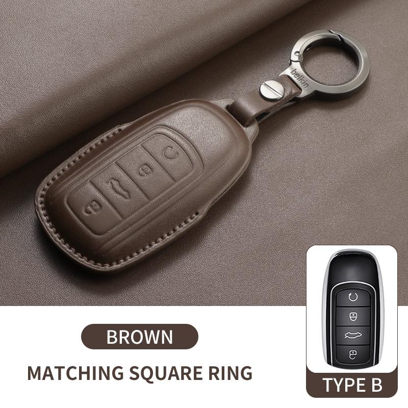 Fit For Chery Auto Tiggo 7 8 Arrizo 5 Pro Gx 5X Eq7 Exeed Series Rx Jaecoo J7 J8 Omoda 5 C5 Genuine Leather Auto Intelligent Key Fob Case Cover