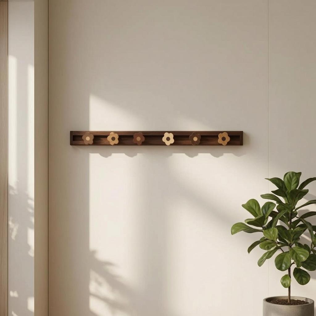 Coat Hook Rail with Sliding Hooks Decorative Wall Stylish for Entryway