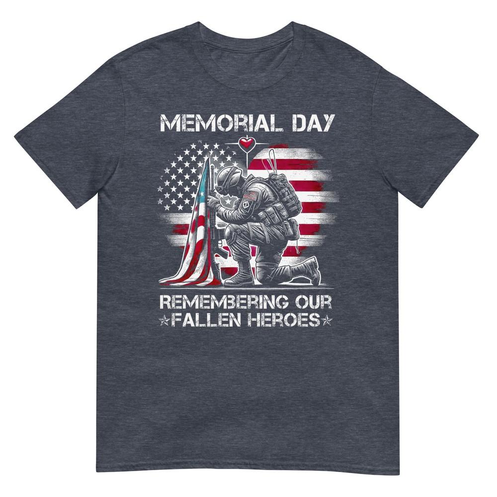 Memorial Day Remembering Our Fallen Heroes Patriotic Us Flag TShirt