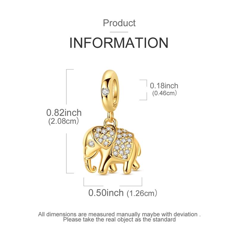 Golden Elephant Charm Bead Charms Copper Dangle Pendant Compatible With Bangle Bracelets Necklaces Do It Yourself Jewellery