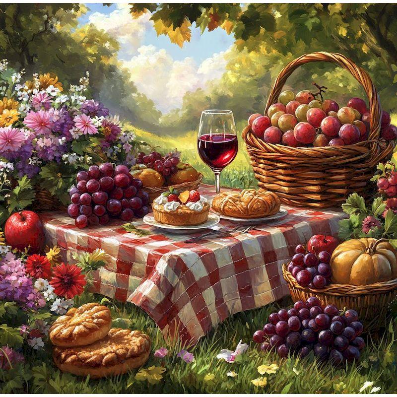 

Алмазная картина Фрукты Цветы Вышивка крестом Пейзаж Мозаика Круглая дрель Картина Стразы Подарок Full Round 40x40CM