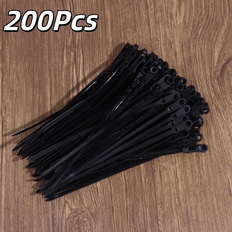 

500/200Pcs Screw Hole Cable Ties Reusable Fixed Nylon Cable Ties Self-Locking Cord Ties Straps Fastening Loop Office Organizer 200PCS чорний