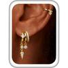 Triple Huggie Stacked Earrings for Women Gold Chain Drop Dangle Earrings Cute Statement CZ Earrings Trendy Dainty Jewelry Gift