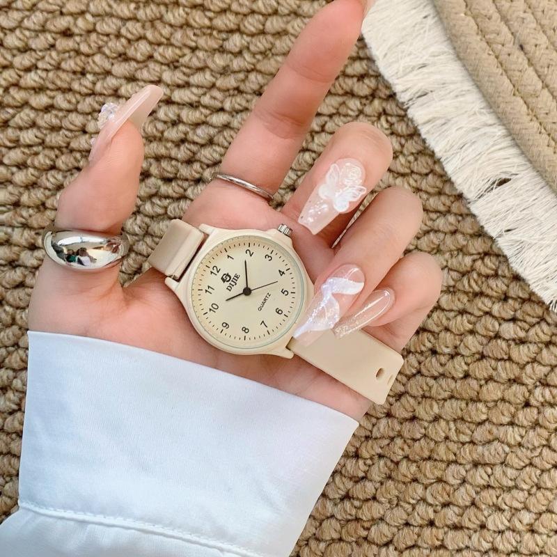 Special Watch For Exams Female High School Students Pointer Class To See The Time Youth Campus Face Control White Milk Tea Color