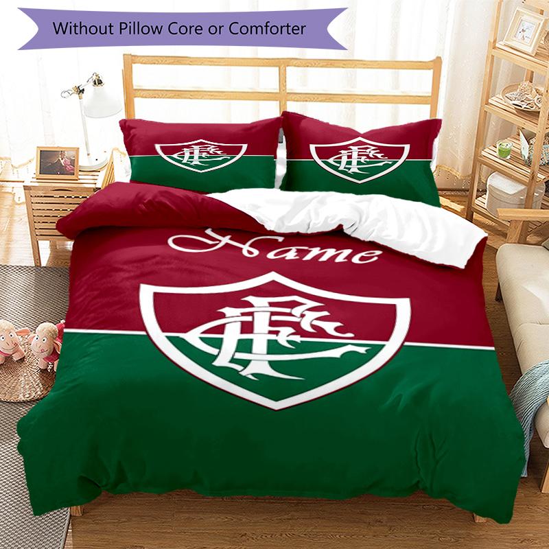 3pcs Custom Name Fluminense FC Bedding Set Duvet Cover Closure Includes 1 Duvet Cover & 2 Pillowcases, Soft and Comfortable for All Seasons.