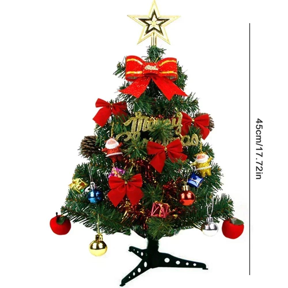 45cm Table-Top Christmas Tree, Artificial Mini Christmas Pine with Decorations Pendants, Small Xmas Tree 2026 Navidad Decor