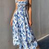 Sexy Slim-Fit Dress Sleeveless Strapless Printed Elegant Women Long Dress