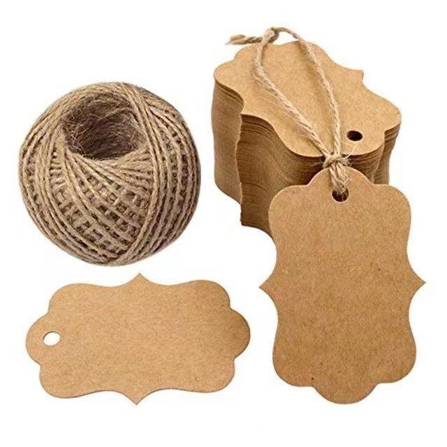Geschenkanhänger: 100er-Pack Kraftbraun, Weiß & Schwarz 'Danke'-Etiketten für Partys & Hochzeiten