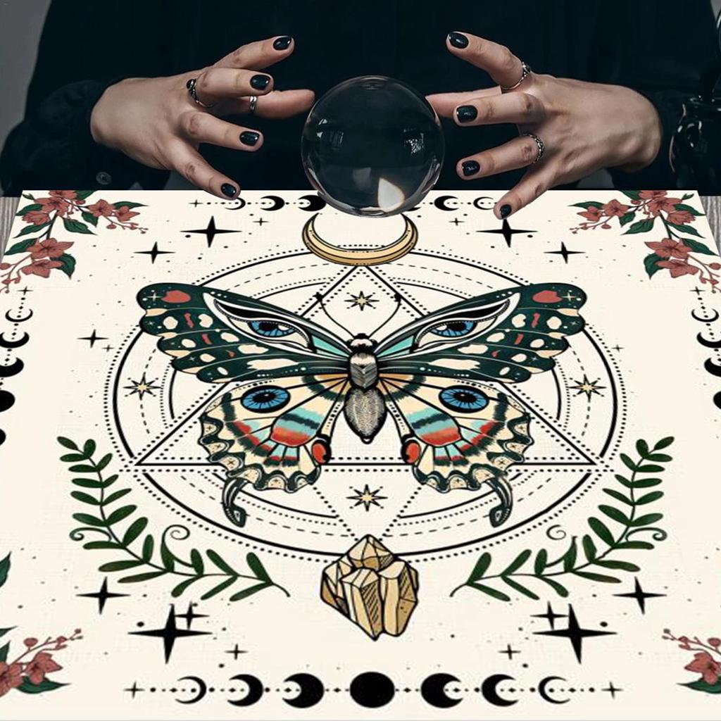Tapestry Butterfly Moon Phases Tablecloth for Bedroom Decorative Background Cloth Picnic Blanket Tarot Tablecloth Home