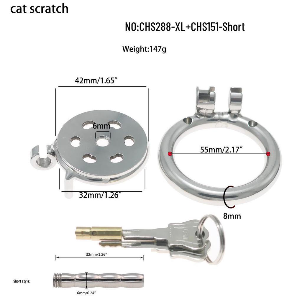 Stainless Steel CB Purity Device: Cat Paw Chastity Lock with Tube for Men