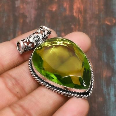 Peridot Edelstein 925 Sterling Silber Handgefertigter wunderbarer Schmuckanhänger