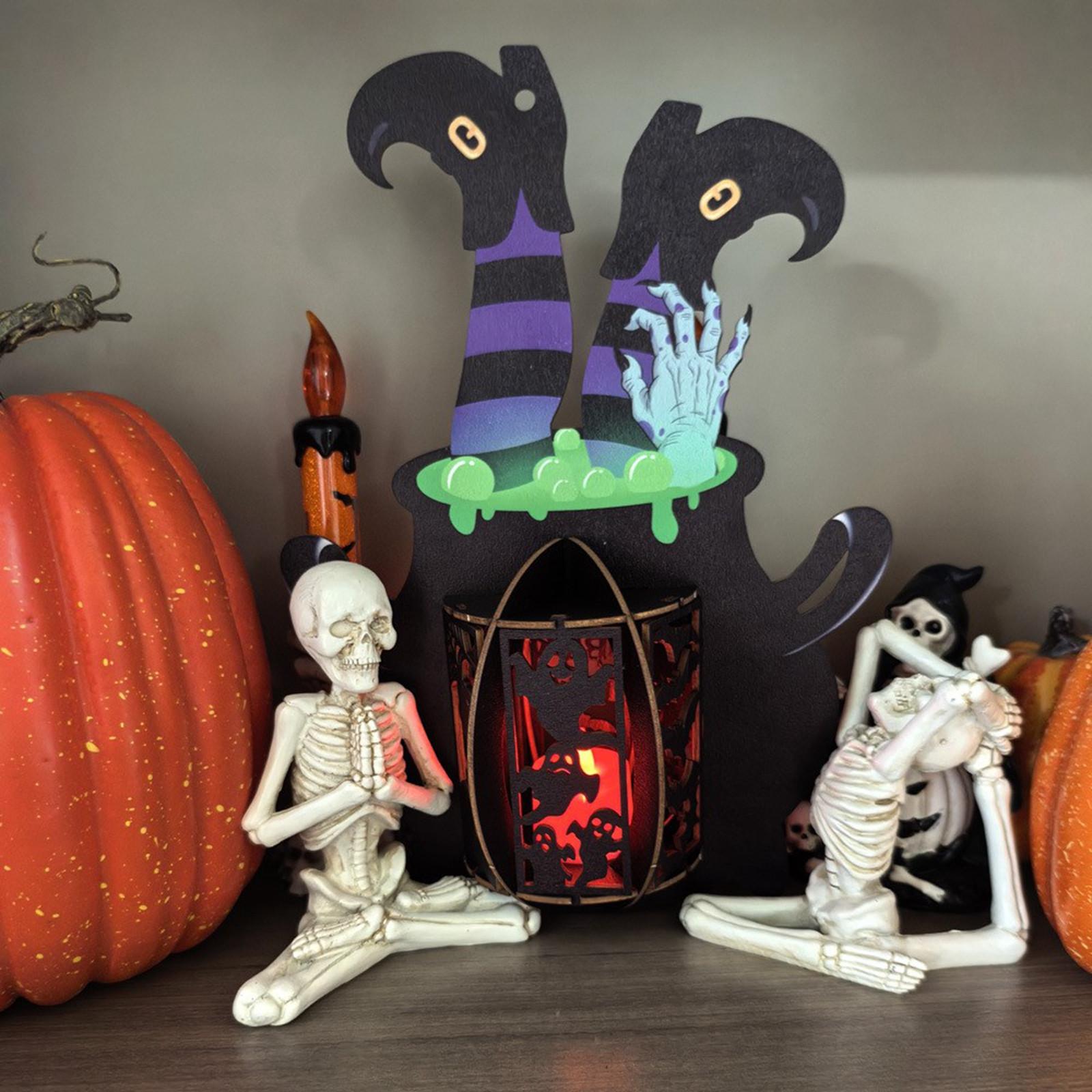 

Creative Halloween Wooden Hollowed-out With Lights, Spider Pendants, Display Stands, And Small Night Lights. One Size