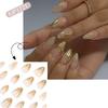 24 Stück Mandel-Press-On-Nägel Kurze Falsche Nägel Vollabdeckung Glänzend Acryl Mit Goldlinien-Designs Nagelzubehör