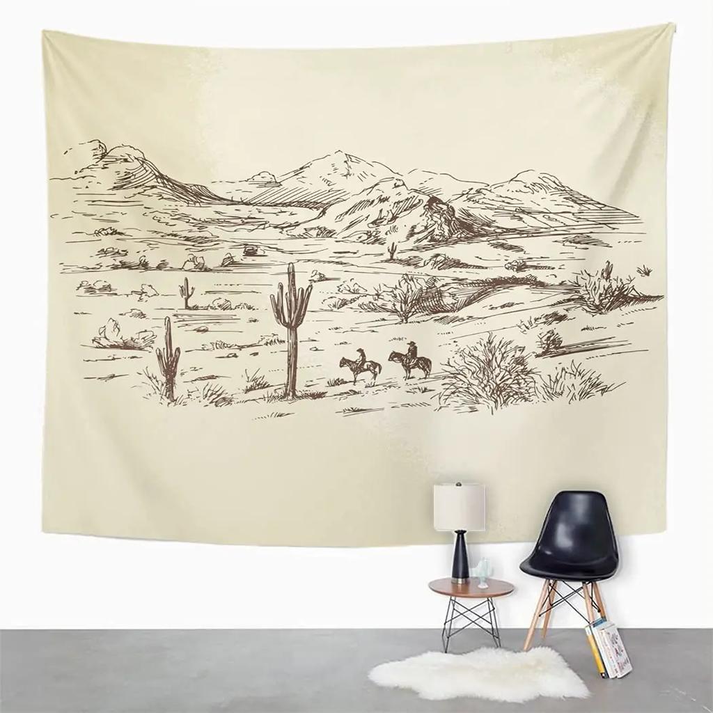 VIKAMA Tappezzeria Bandiera Elementi Artistici Tramonto Western Cowboy Americano Decorazione Parete Sfondo Divano Soggiorno