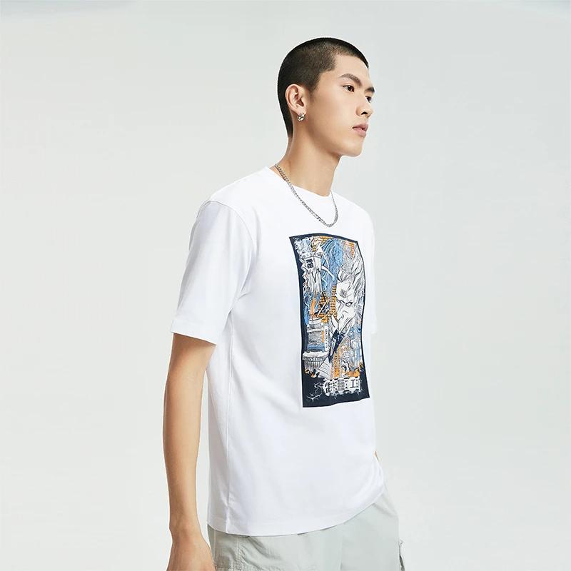 Li Ning Sports Fashion Serie Bedrucktes Rundhals Kurzarm T-Shirt Herren Tops Weiß AHSRA49-1